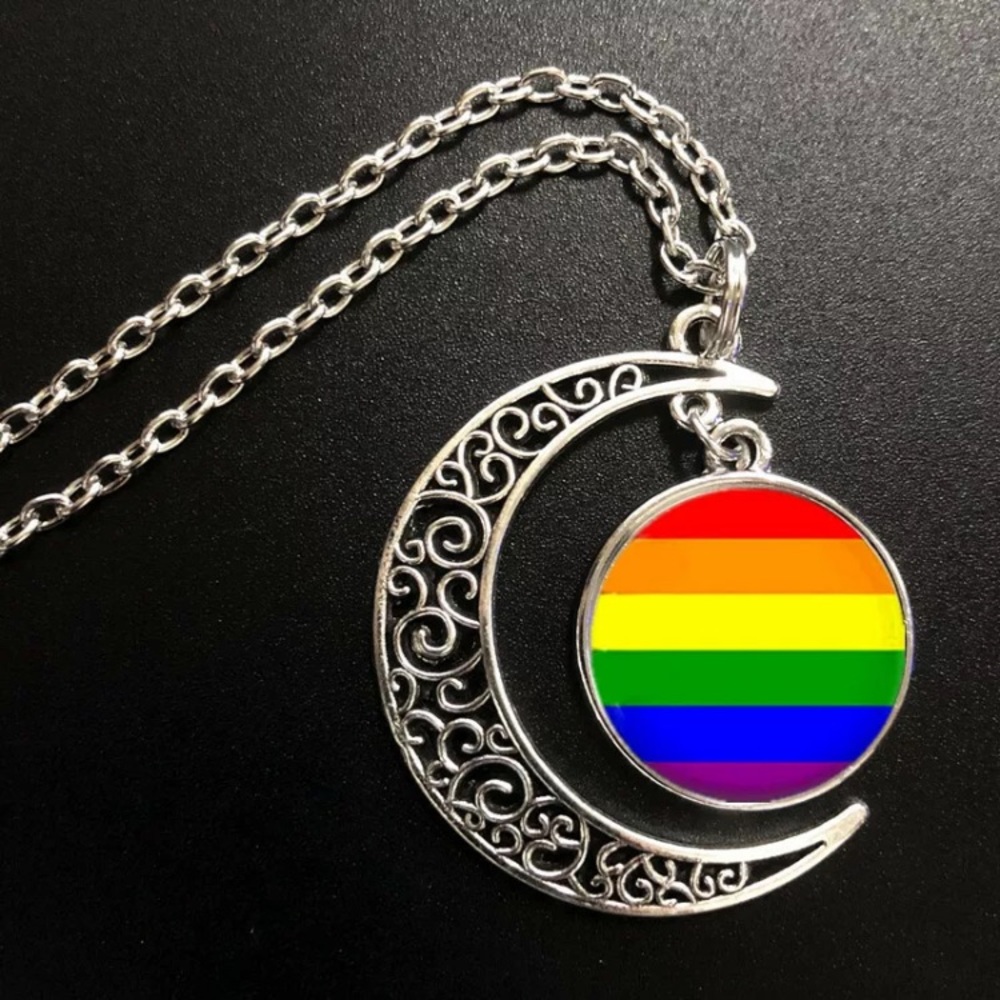 🌈FREE🌈 with any LGBTQ Purchase LGBTQ Rainbow Crescent Moon 🌙 Necklace